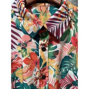 Hawaiian Shirt Floral Button Up Casual Sm MCEDAR Mens Short Sleeve